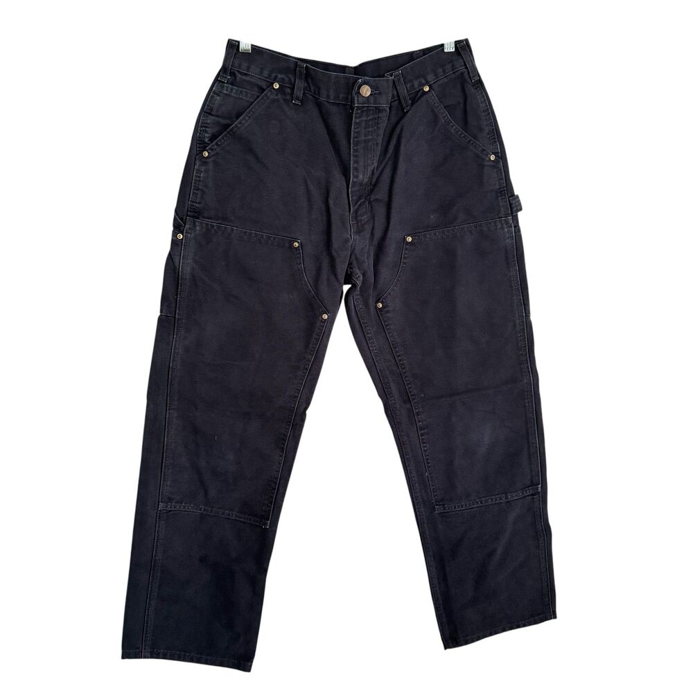 Vintage Y2K Carhartt Black double Knee Work Wear Carpenter Pants Size 34